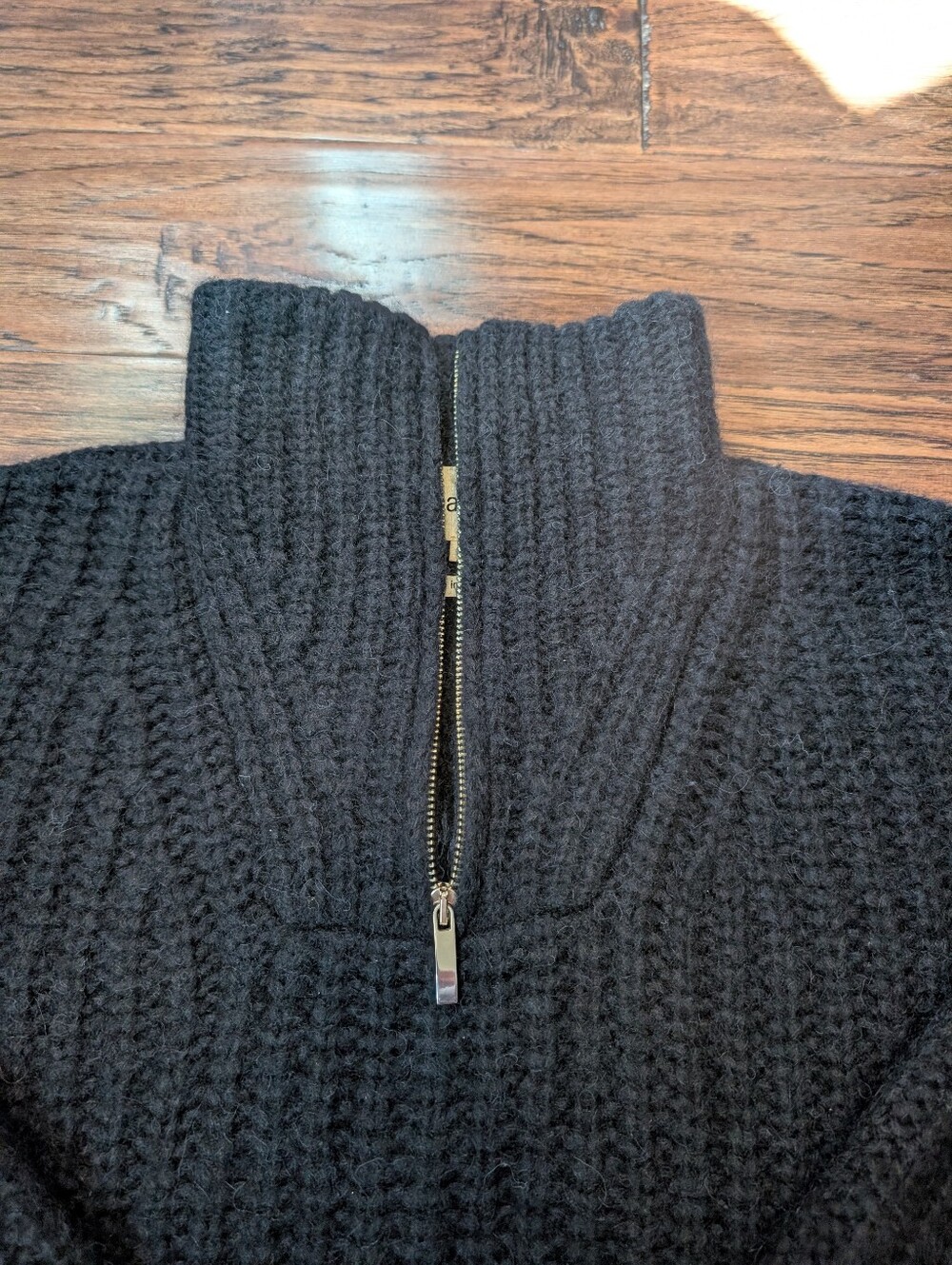ba&sh Alpaca Blend Quarter Zip Pullover Sweater in Black Size 1 (Small) - Picture 3 of 10